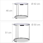 Nesting Tables Round Chrome Frame Modern Design Frosted (Set of 2)