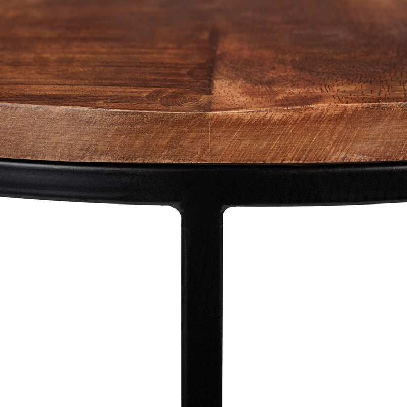 Nesting Tables Round Mango Wood Side Industrial Design (Set of 3)