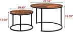 Nesting Tables Wood Coffee Table Round Farmhouse End (Set of 2)