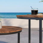 Nesting Tables Wood Coffee Table Round Farmhouse End (Set of 2)
