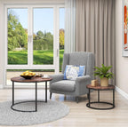 Nesting Tables Wood Coffee Table Round Farmhouse End (Set of 2)