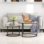 Nesting Tables Wood Coffee Table Round Farmhouse End (Set of 2)
