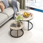 Nesting Tables Wood Coffee Table Round Farmhouse End (Set of 2)