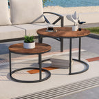 Nesting Tables Wood Coffee Table Round Farmhouse End (Set of 2)