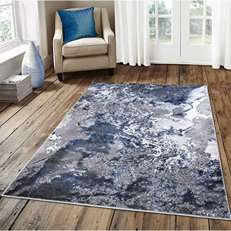 New Splash Marble Shimmer Sheen Effect Modern Rug