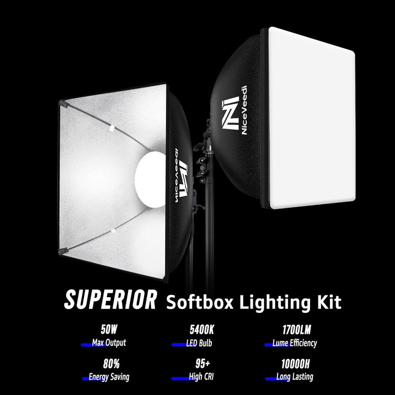 Photography Light Kit 5400K Softbox with 160CM Tripod