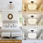 Nickel Semi Flush Ceiling Light for Living Room