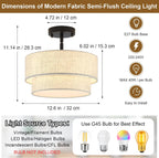Nickel Semi Flush Ceiling Light for Living Room