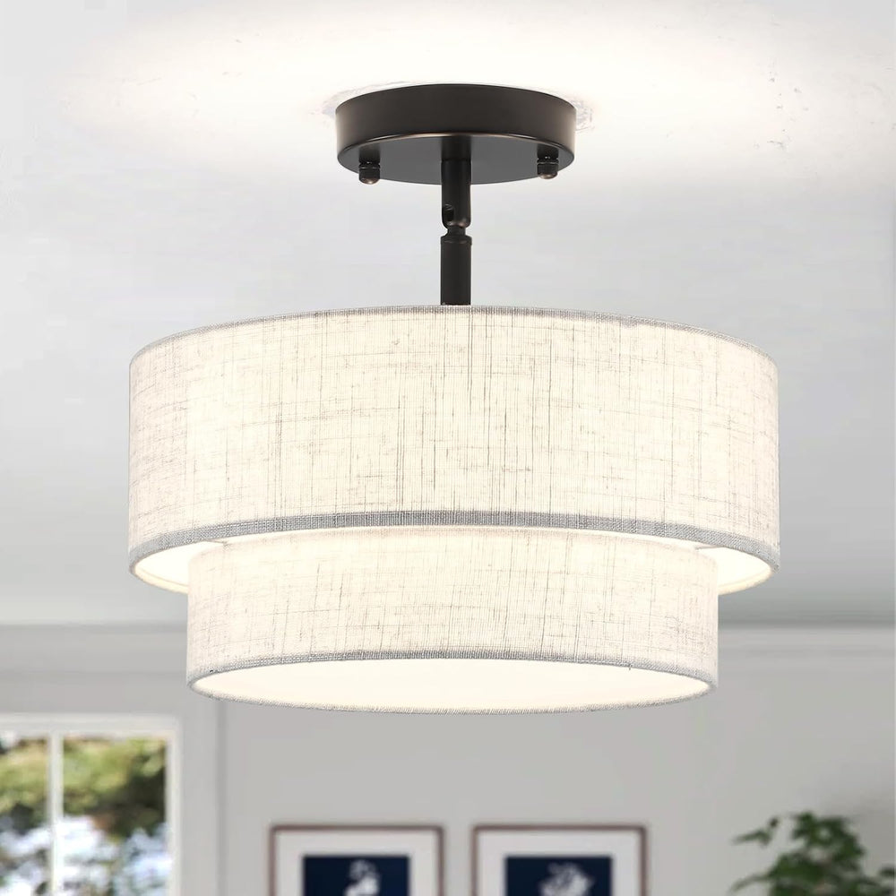 Nickel Semi Flush Ceiling Light for Living Room