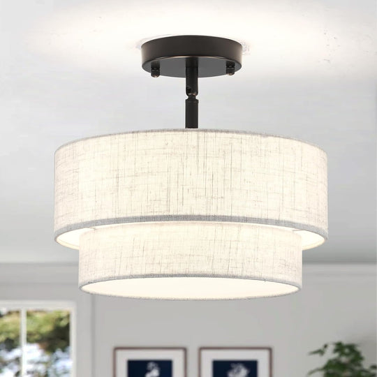 Nickel Semi Flush Ceiling Light for Living Room