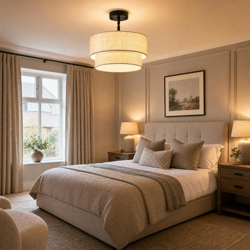 Nickel Semi Flush Ceiling Light for Living Room