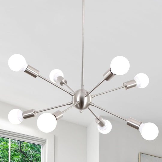 Nickel Sputnik Ceiling Light 8 Lights Chandeliers E27