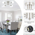 Nickel Sputnik Ceiling Light 8 Lights Chandeliers E27
