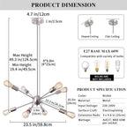 Nickel Sputnik Ceiling Light 8 Lights Chandeliers E27