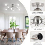 Nickel Sputnik Ceiling Light 8 Lights Chandeliers E27