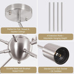 Nickel Sputnik Ceiling Light 8 Lights Chandeliers E27