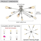 Nickel Sputnik Ceiling Light 8 Lights Chandeliers E27
