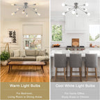 Nickel Sputnik Ceiling Light 8 Lights Chandeliers E27