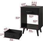Nightstand Bedside Table Side with Fabric Drawer Handle (Set of 2)