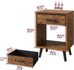 Nightstand Bedside Table Side with Fabric Drawer Handle (Set of 2)