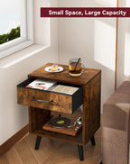 Nightstand Bedside Table Side with Fabric Drawer Handle (Set of 2)