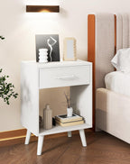 Nightstand Bedside Table Side with Fabric Drawer Handle (Set of 2)