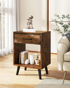 Nightstand Bedside Table Side with Fabric Drawer Handle (Set of 2)