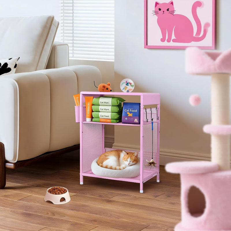 Nightstand End Table with Hooks and Holder Kids