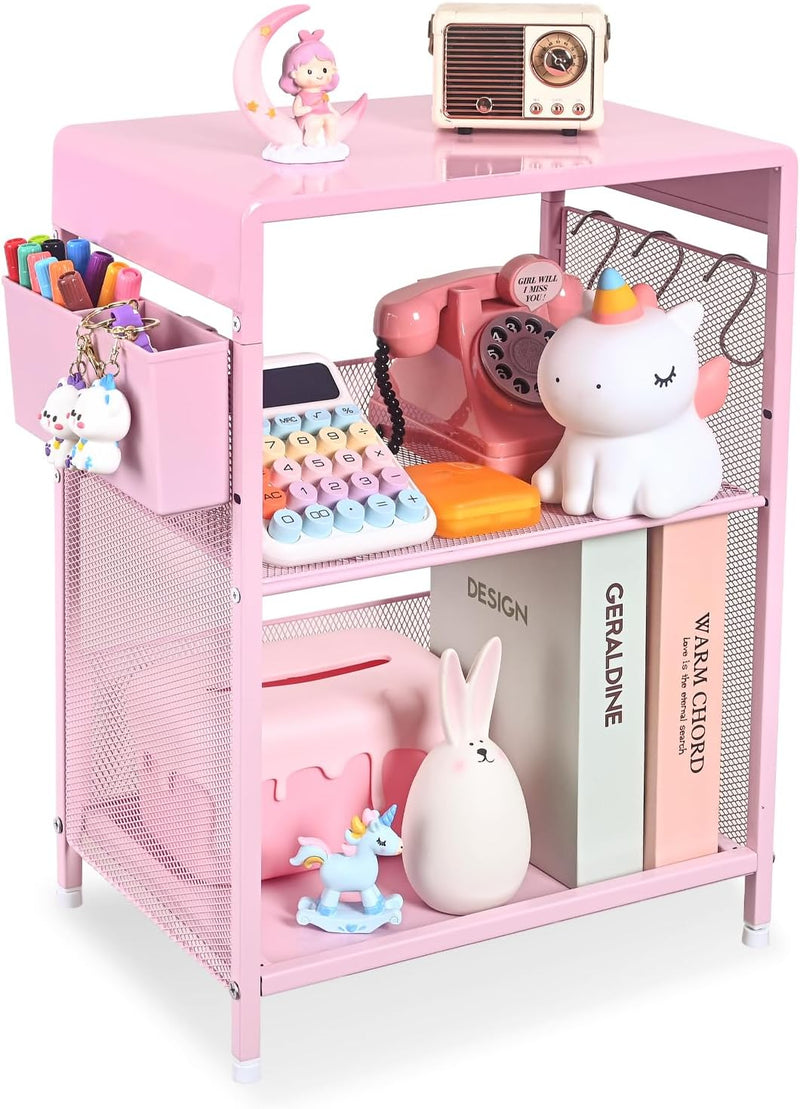 Nightstand End Table with Hooks and Holder Kids