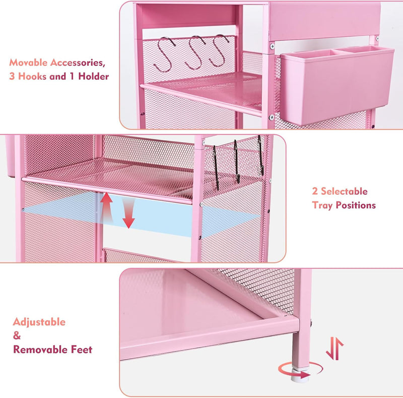 Nightstand End Table with Hooks and Holder Kids