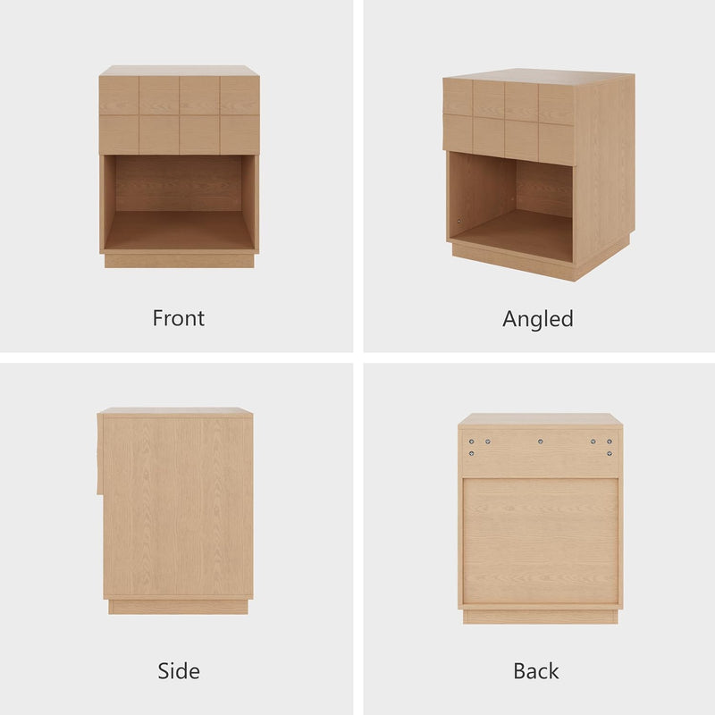 Nightstand Modern Wooden Bedroom Storage End Table (Set of 1)