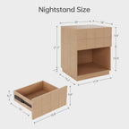 Nightstand Modern Wooden Bedroom Storage End Table (Set of 1)