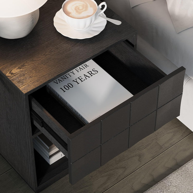 Nightstand Modern Wooden Bedroom Storage End Table (Set of 1)