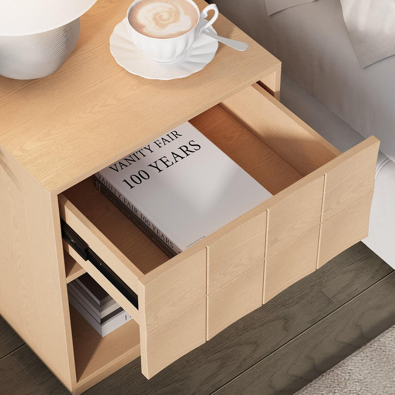 Nightstand Modern Wooden Bedroom Storage End Table (Set of 1)