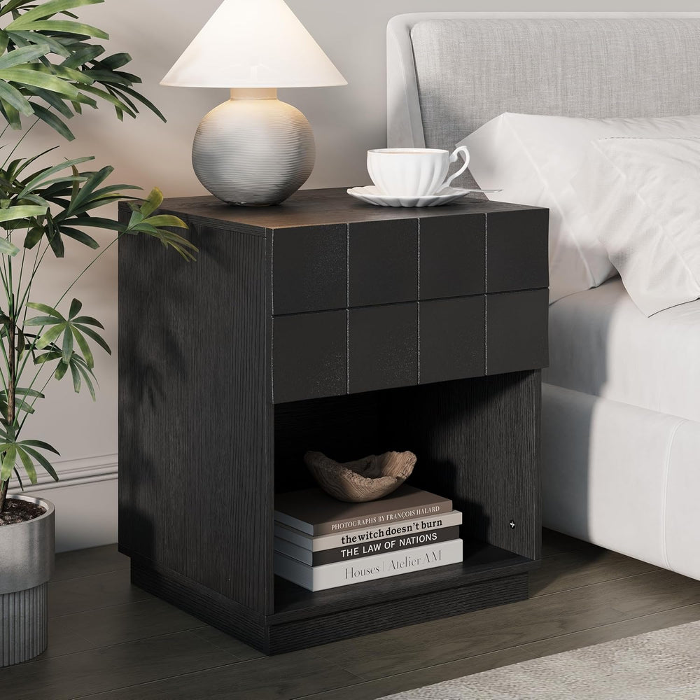 Nightstand Modern Wooden Bedroom Storage End Table (Set of 1)