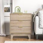 Nightstand with 3 Drawers Modern Bedside Tabls Wood