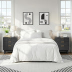 Nightstand with 3 Drawers Modern Bedside Tabls Wood