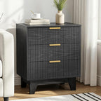 Nightstand with 3 Drawers Modern Bedside Tabls Wood