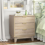 Nightstand with 3 Drawers Modern Bedside Tabls Wood