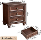 Nightstand with 3 Drawers Rustic Couch End Table