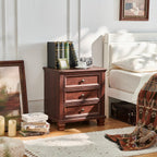 Nightstand with 3 Drawers Rustic Couch End Table