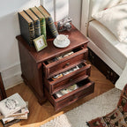 Nightstand with 3 Drawers Rustic Couch End Table