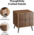 Nightstands Walnut Fluted Night Stand Mid Century