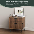 Nightstands Walnut Fluted Night Stand Mid Century