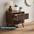 Nightstands Walnut Fluted Night Stand Mid Century