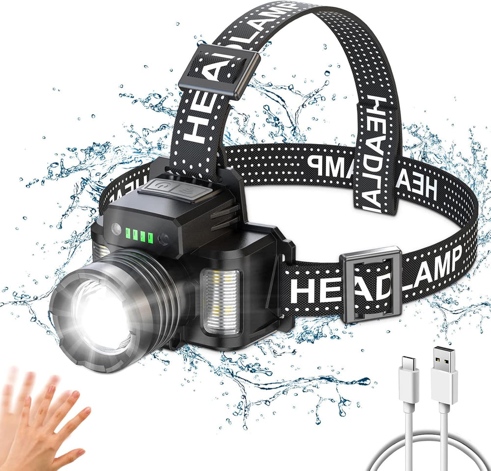 Niuawasa Head Torch LED Headlamp Zoomable Motion Sensor