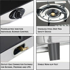 Nj Indoor Gas Stove 2 Burner Portable Hob