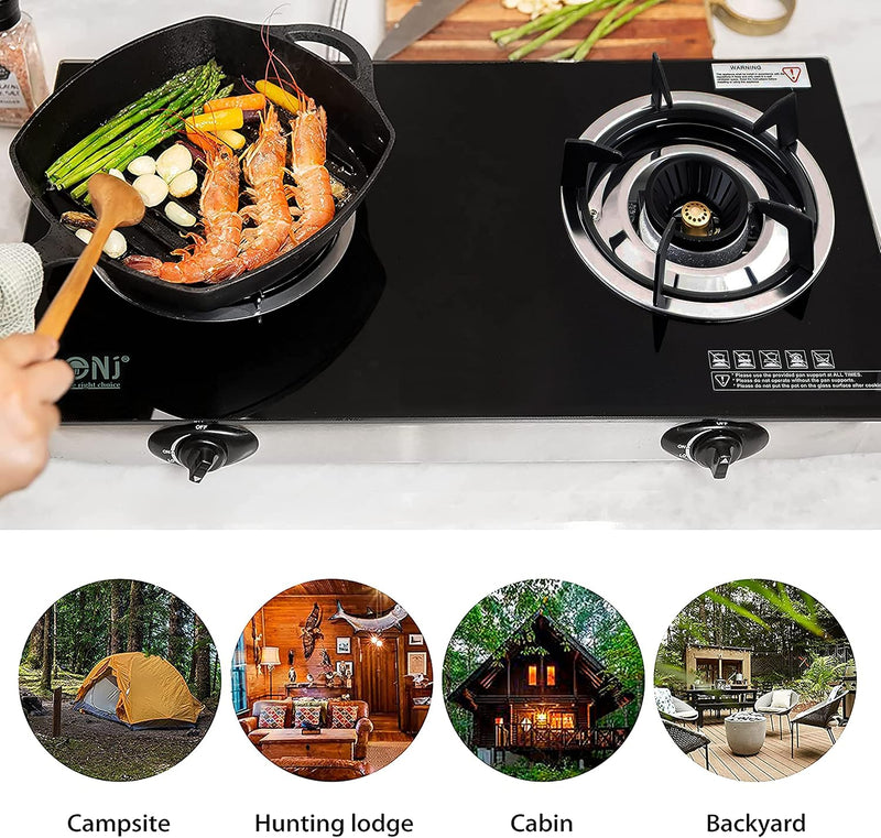 Nj Indoor Gas Stove 2 Burner Portable Hob