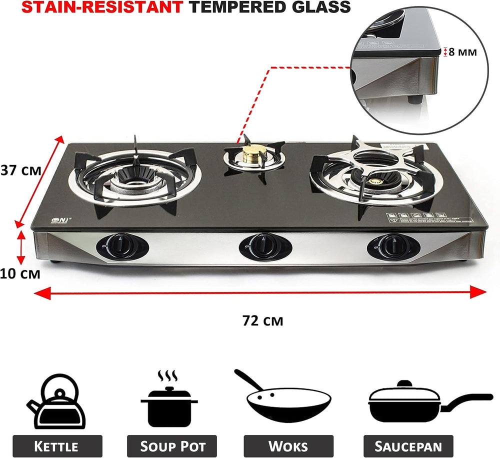 Nj Indoor Gas Stove 3 Burner Portable Hob