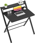 No Assembly Required Folding Desk with Monitor Shelf